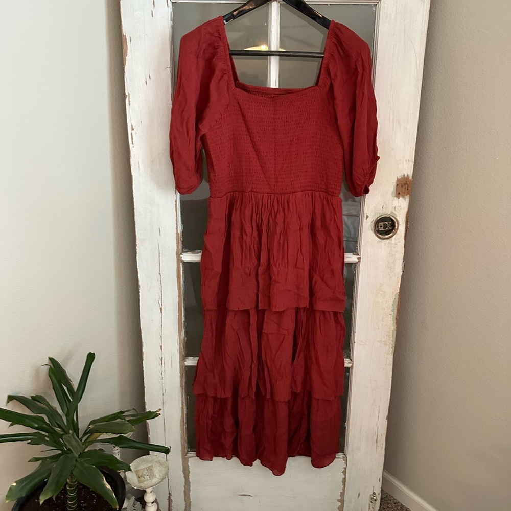 Elegant Red Tiered Dress